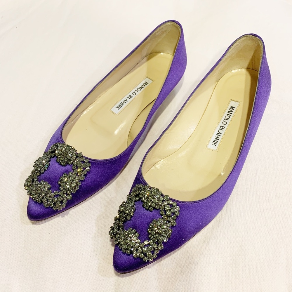 Manolo Blahnik Hangisi Flat Purple